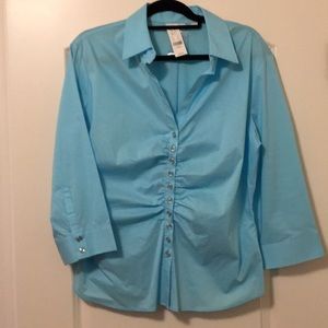 New York & Company Light Aqua Blue Blouse